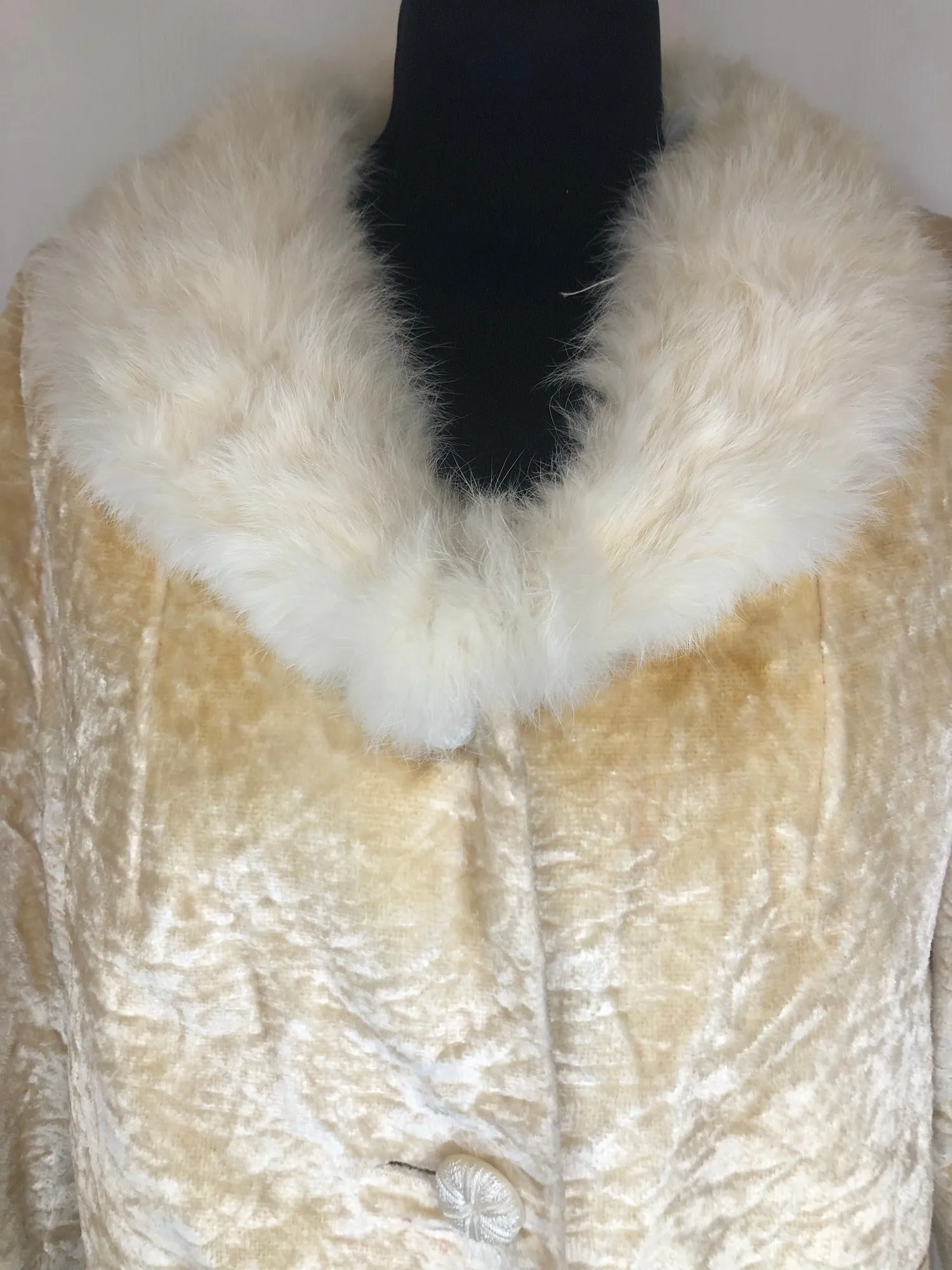 1960s Blonde Faux Astrakhan Fur Collar Jacket - Size UK 16