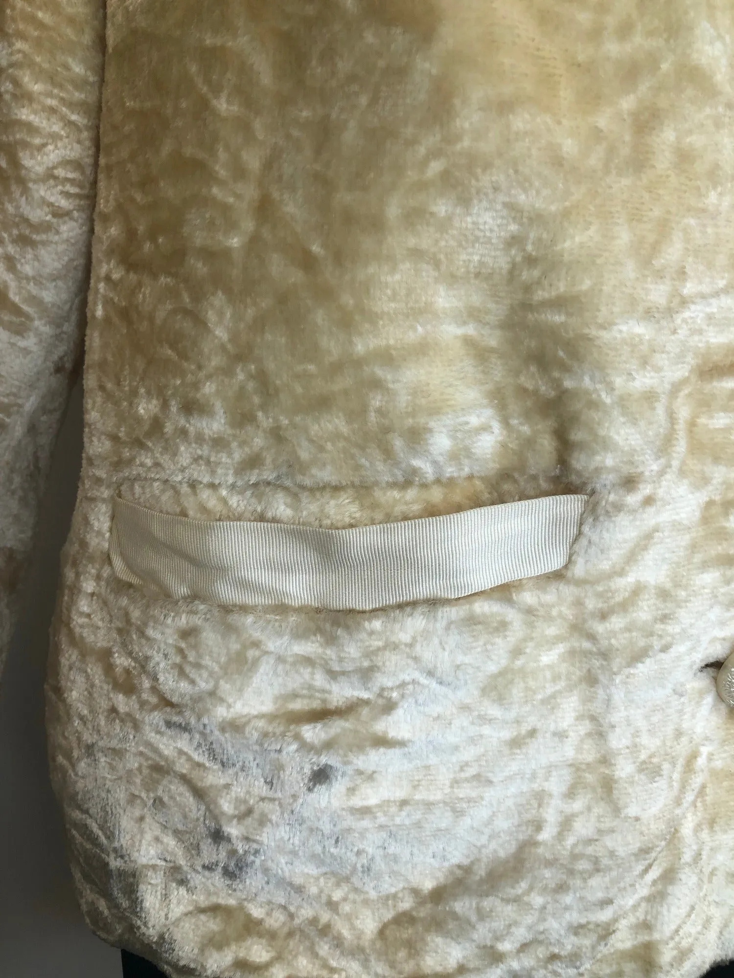 1960s Blonde Faux Astrakhan Fur Collar Jacket - Size UK 16