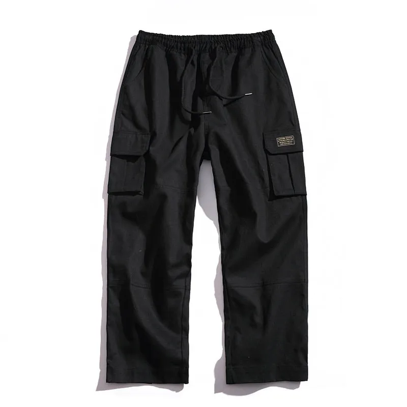 2021 Men Multi-pocket Elastic Waist Design Harem Pant Street Punk Hip Hop Red Casual Trousers Joggers Male Army Cargo Pants