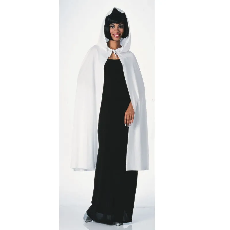 45" White HOODED CAPE White