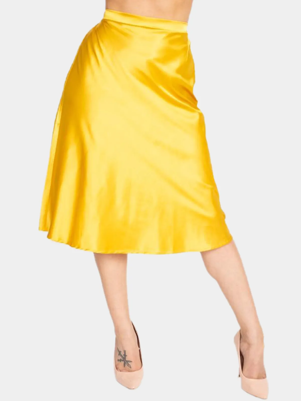 A-line Satin Midi Skirt