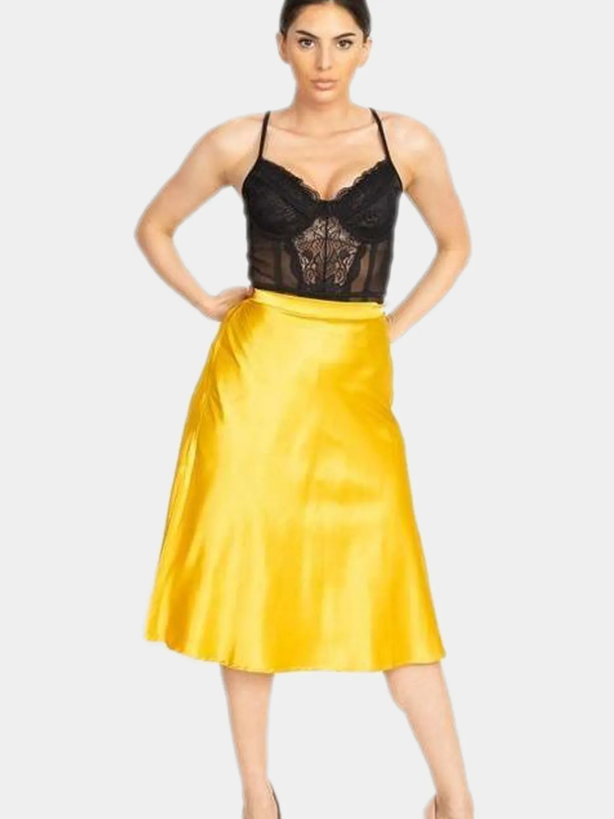 A-line Satin Midi Skirt
