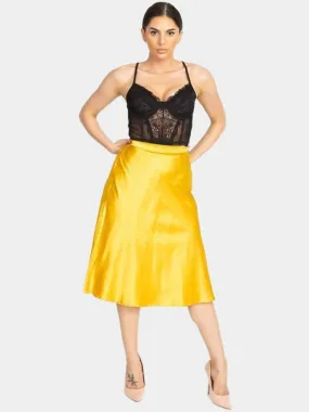 A-line Satin Midi Skirt