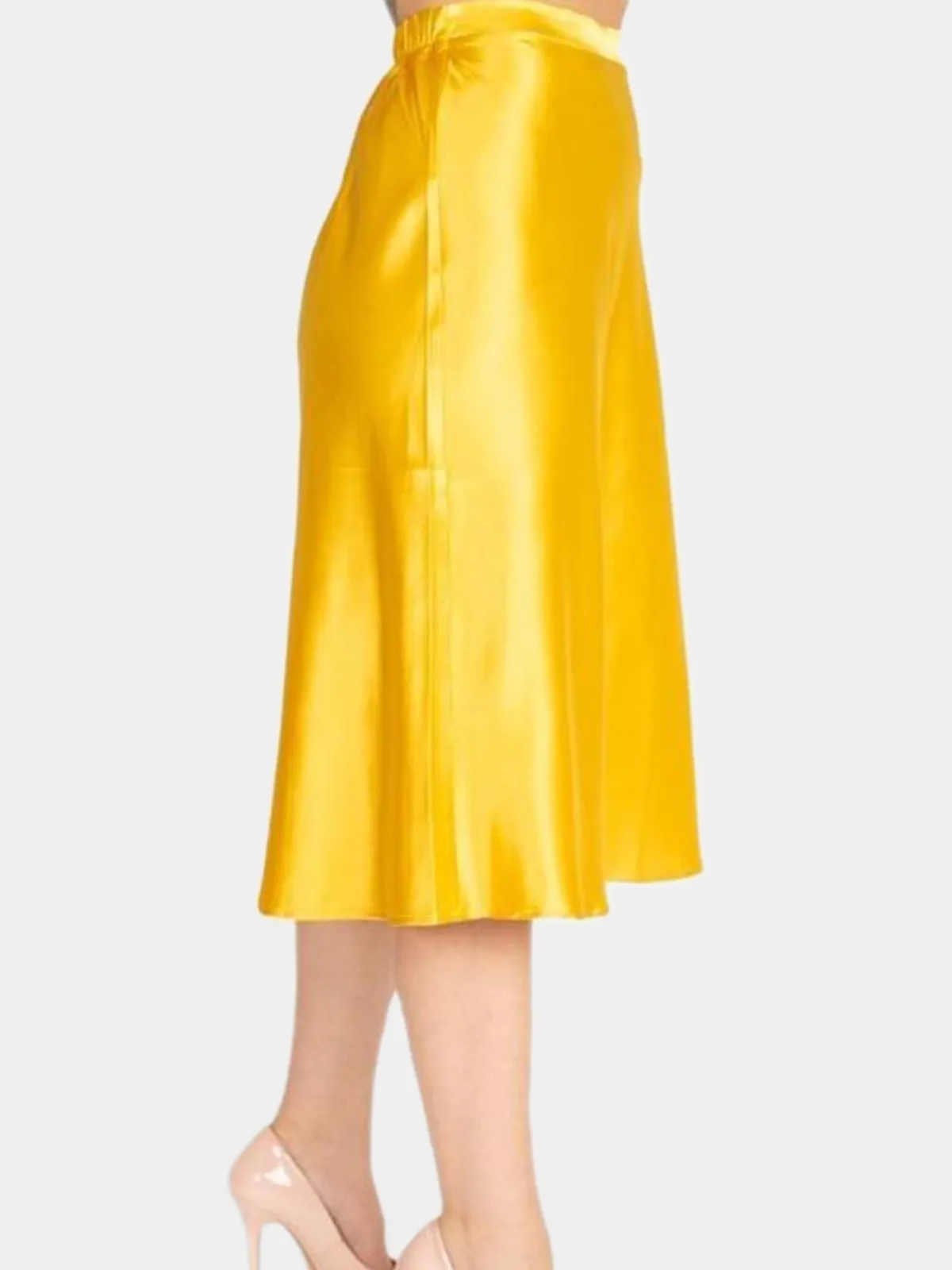 A-line Satin Midi Skirt