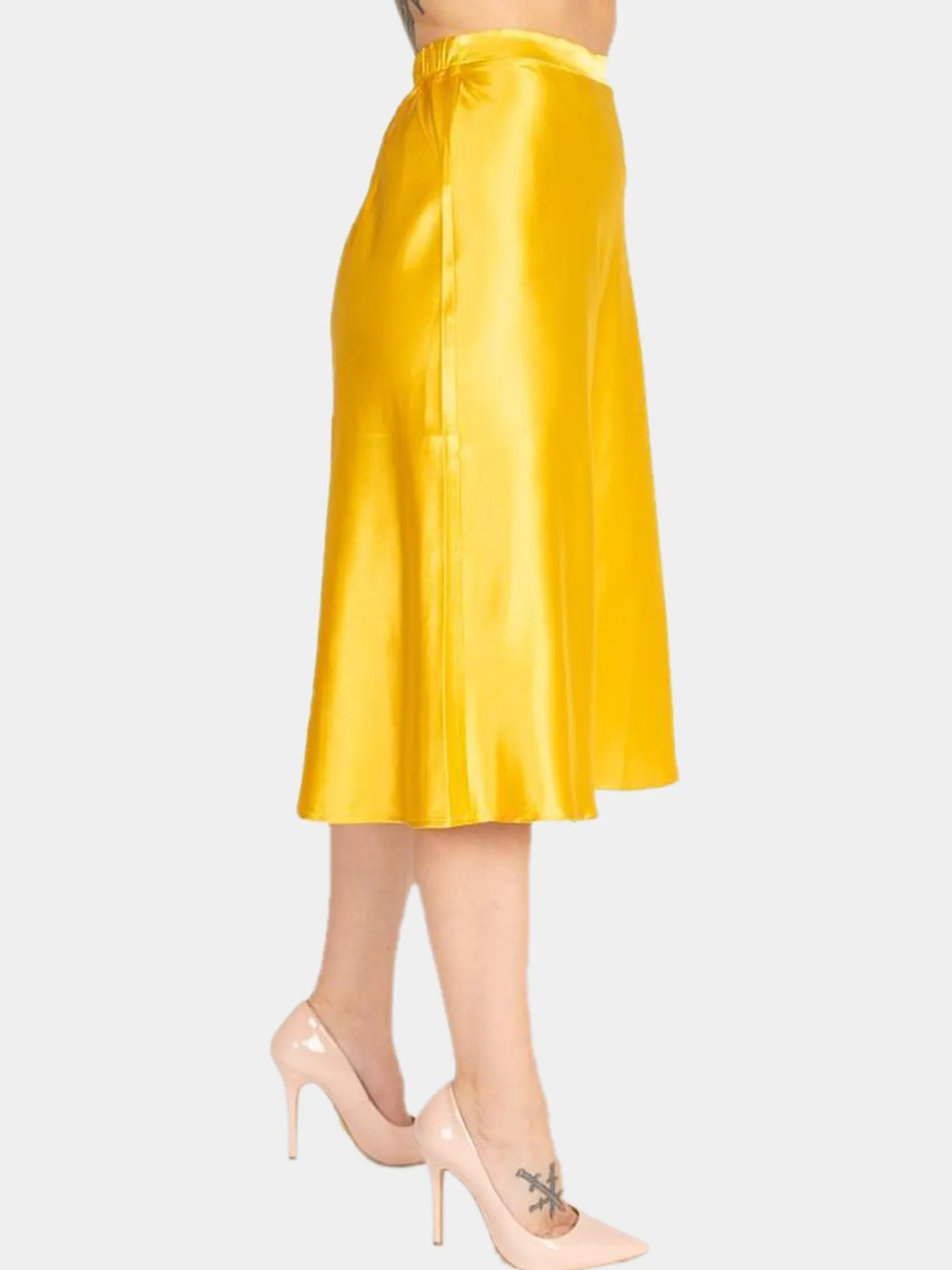 A-line Satin Midi Skirt
