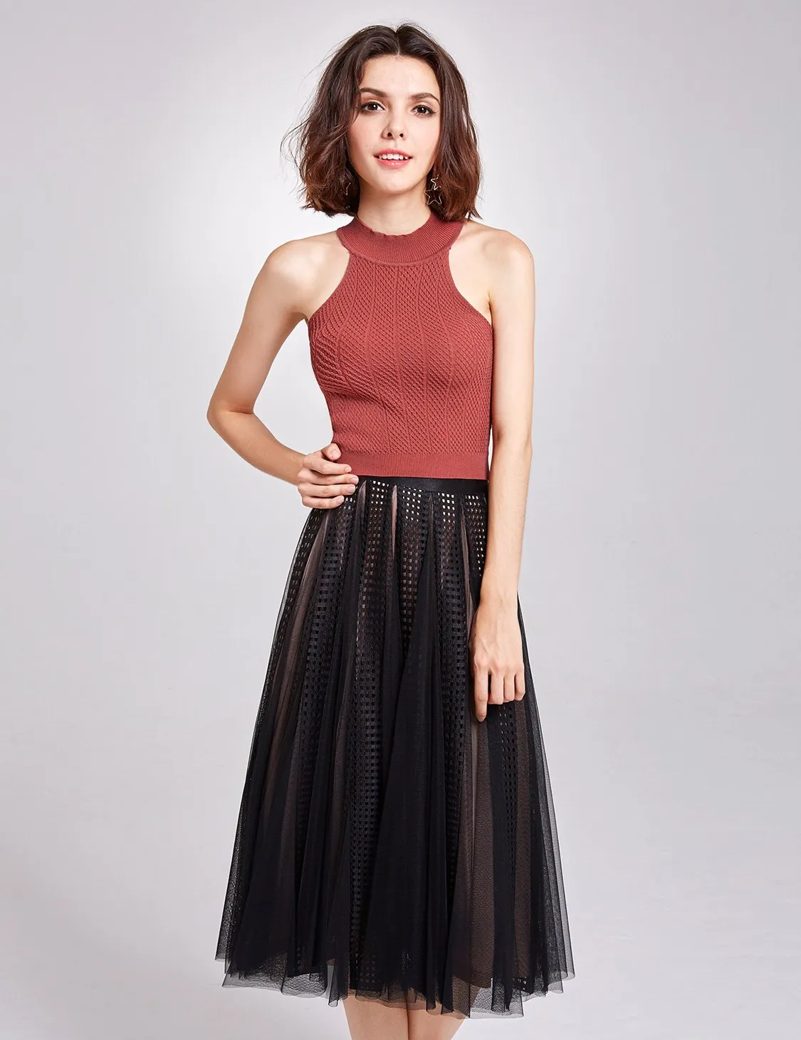 Alisapan Women's Elegant Mesh Perspective Comfy Casual Skirt AS01131