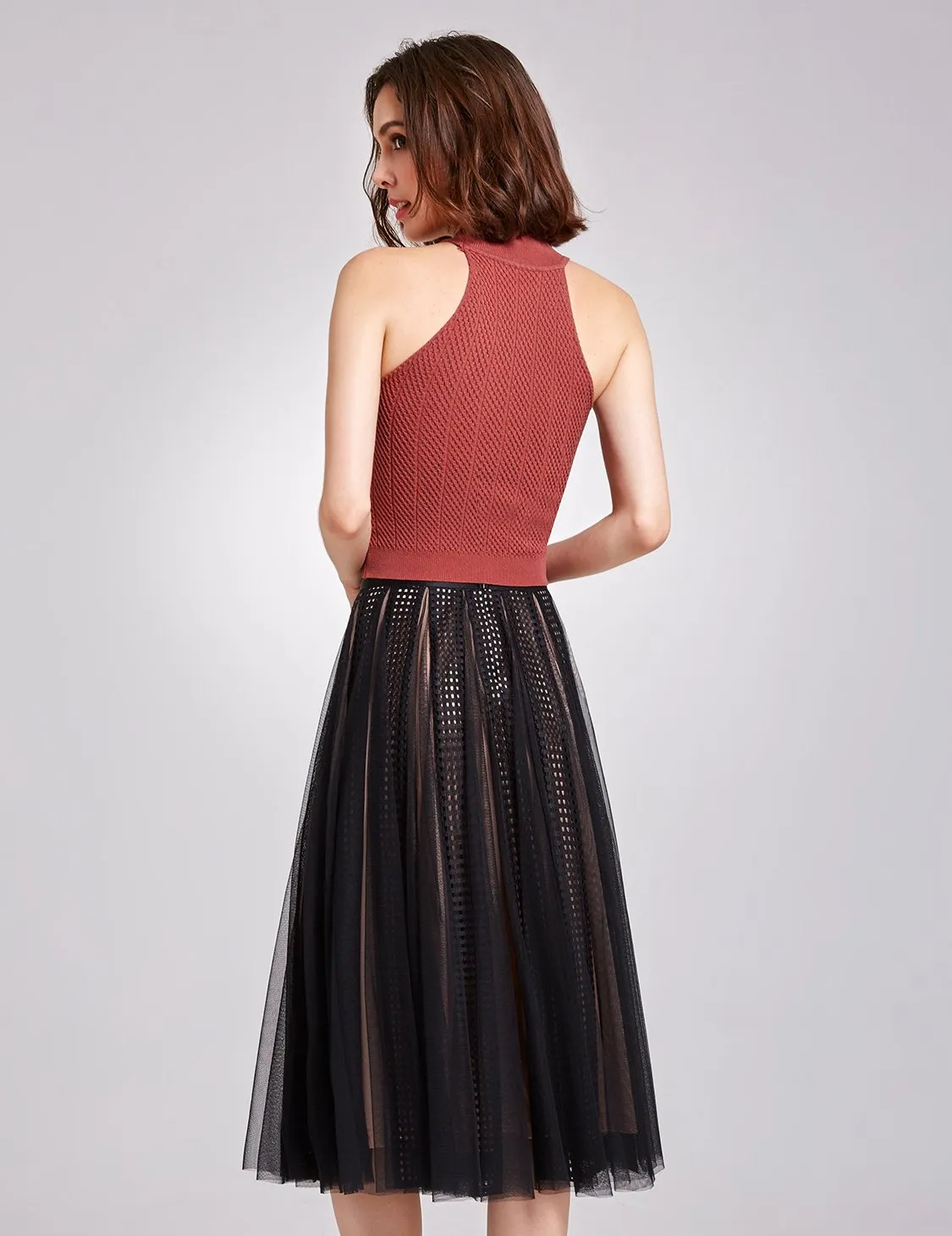 Alisapan Women's Elegant Mesh Perspective Comfy Casual Skirt AS01131