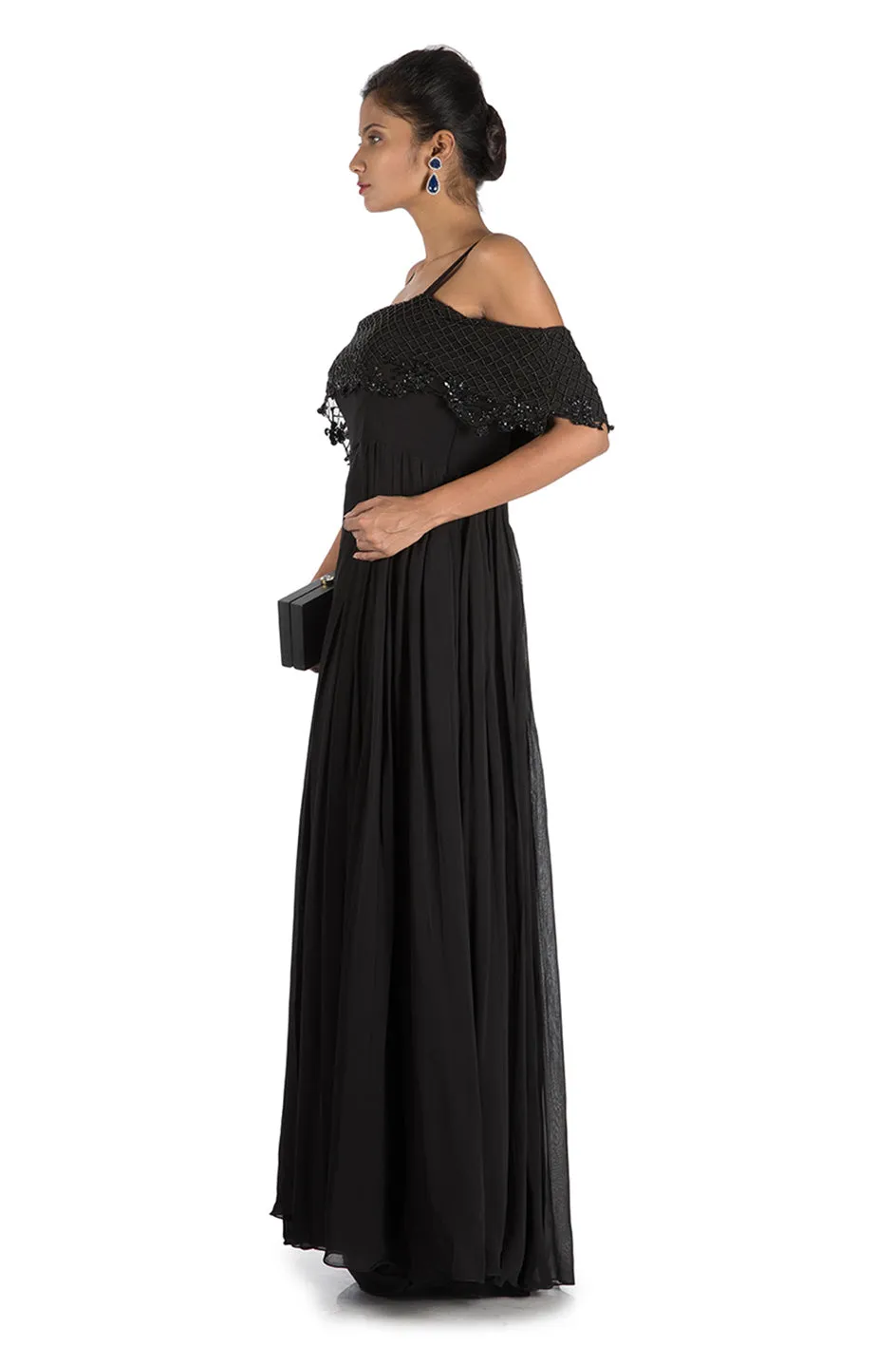 Anushree Agarwal Black Jumpsuit With Cape