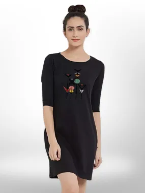 ART PRINTED THREE QUARTER SLEEVE T-SHIRT SIDE POCKET FOR WOMEN'S