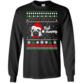Bah Hum Pug Dog Christmas Men Long SLeeve Shirt