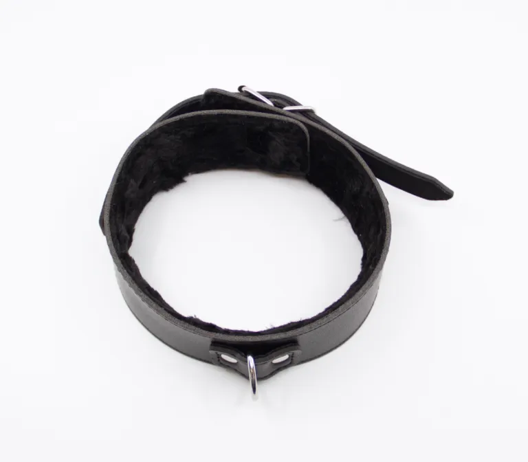 BERLIN BABY B-COL02BLK FUR LINED COLLAR WITH LEAD - BLK