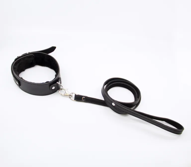 BERLIN BABY B-COL02BLK FUR LINED COLLAR WITH LEAD - BLK