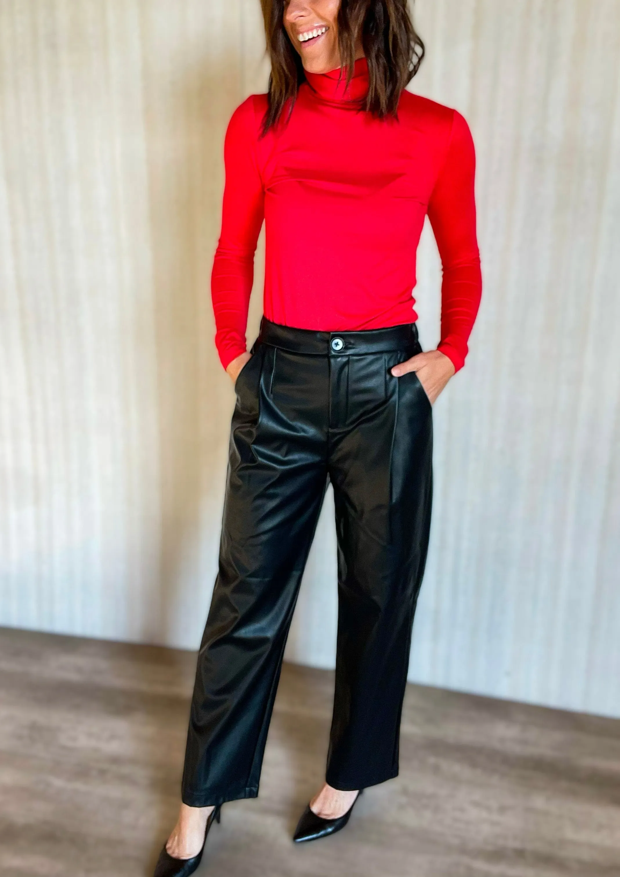 Black Faux Leather Pants