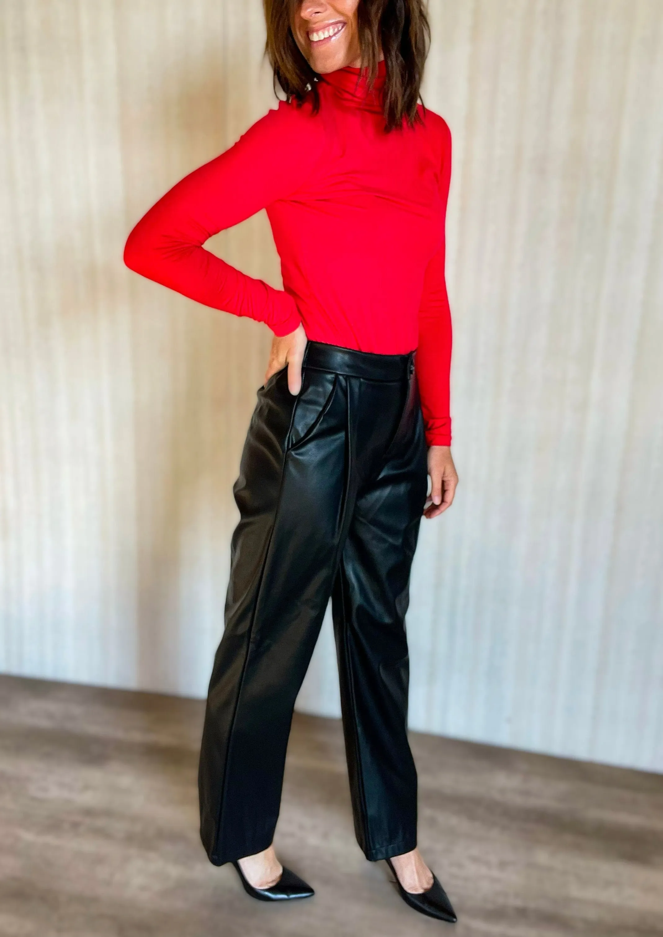 Black Faux Leather Pants
