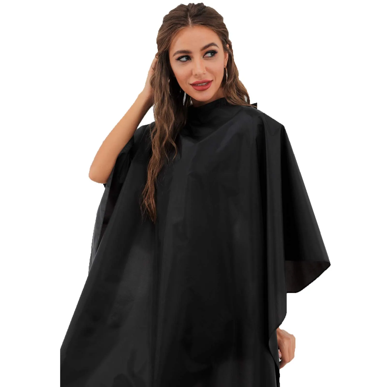 Black Waterproof Hair Salon Cape Professional Barber Cape with Metal Snap Closure Hair Cutting Cape for Adults Water Resistant Hairdressing Cape 59" x 47" (Pack of 3) Pack of 3
