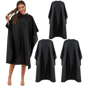 Black Waterproof Hair Salon Cape Professional Barber Cape with Metal Snap Closure Hair Cutting Cape for Adults Water Resistant Hairdressing Cape 59" x 47" (Pack of 3) Pack of 3
