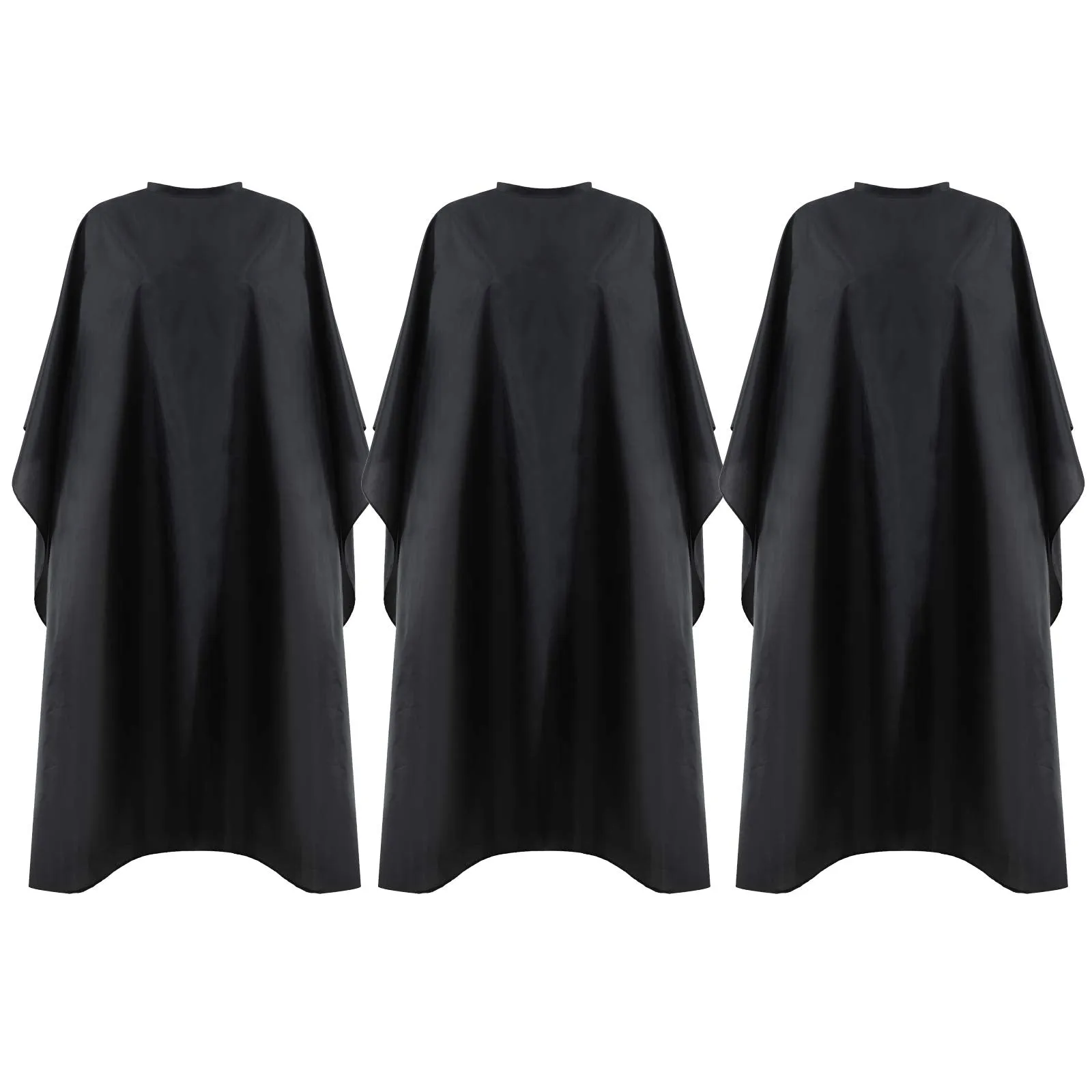 Black Waterproof Hair Salon Cape Professional Barber Cape with Metal Snap Closure Hair Cutting Cape for Adults Water Resistant Hairdressing Cape 59" x 47" (Pack of 3) Pack of 3