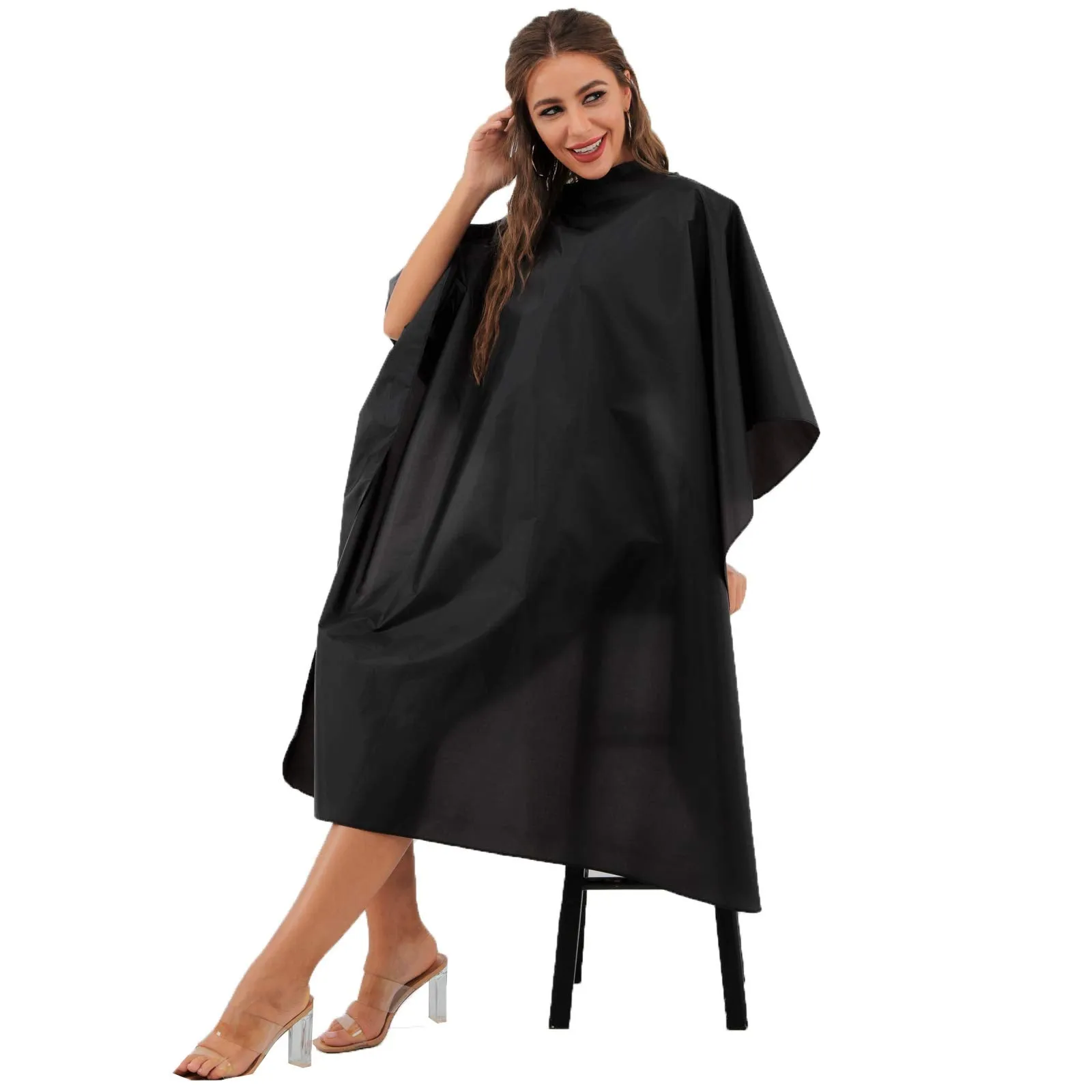 Black Waterproof Hair Salon Cape Professional Barber Cape with Metal Snap Closure Hair Cutting Cape for Adults Water Resistant Hairdressing Cape 59" x 47" (Pack of 3) Pack of 3