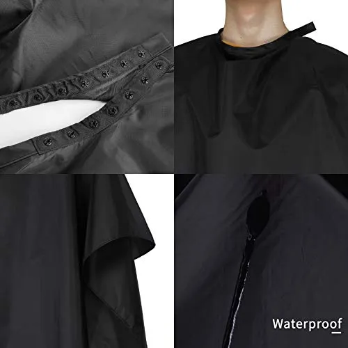 Black Waterproof Hair Salon Cape Professional Barber Cape with Metal Snap Closure Hair Cutting Cape for Adults Water Resistant Hairdressing Cape 59" x 47" (Pack of 3) Pack of 3