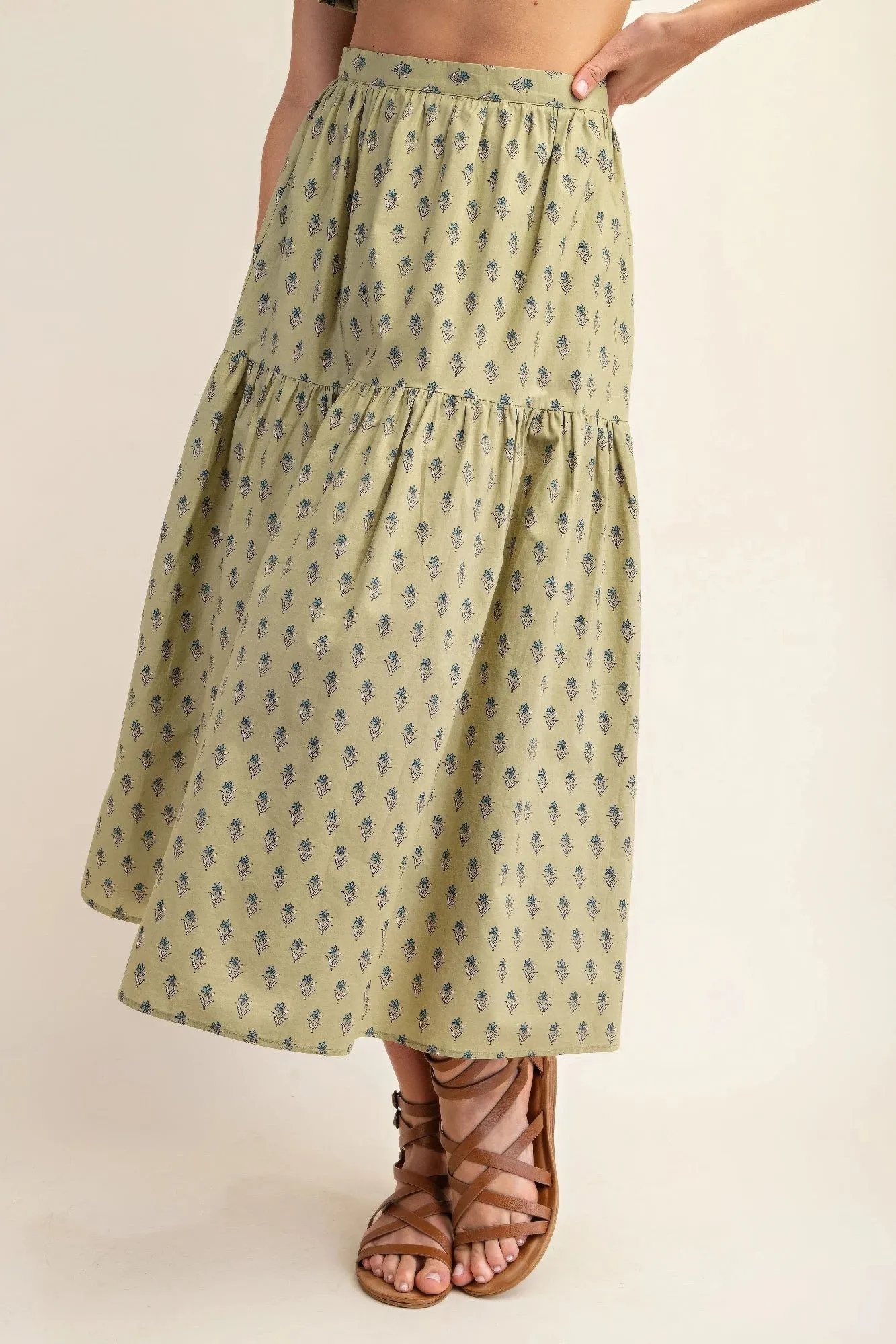Blue Zone Planet |  Printed tired midi skirt