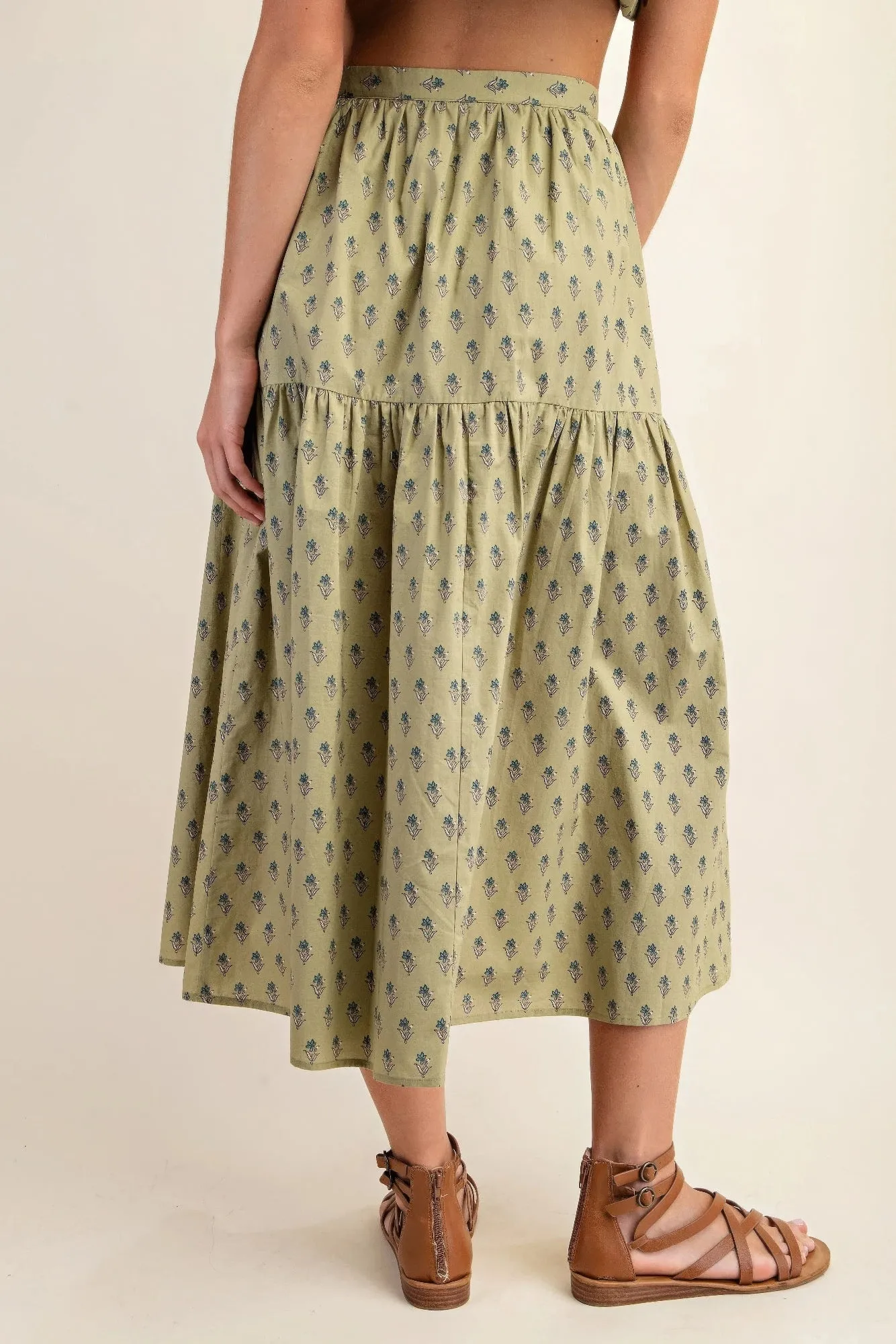 Blue Zone Planet |  Printed tired midi skirt