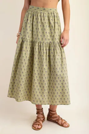 Blue Zone Planet |  Printed tired midi skirt