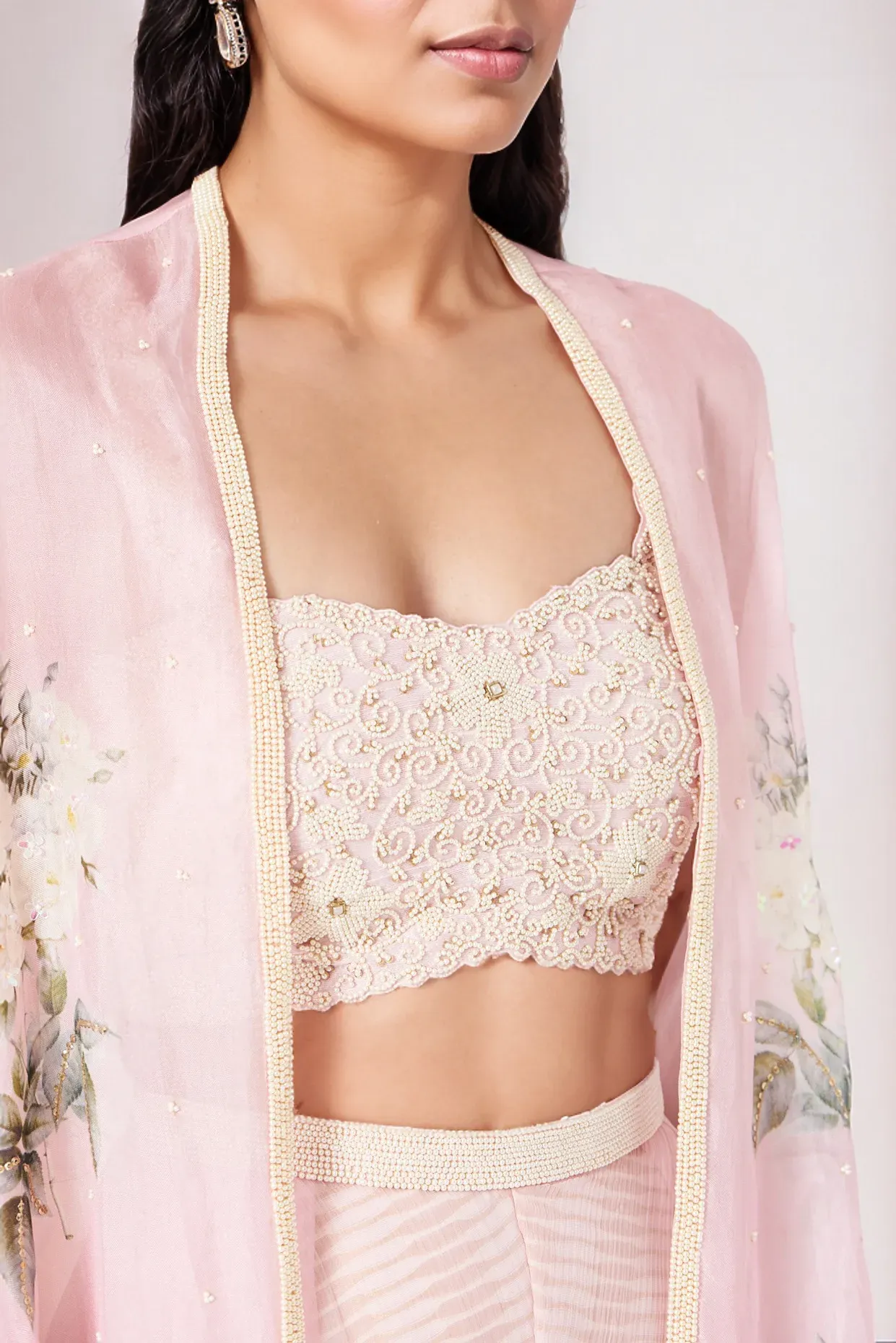 Blush Pink Palazzo Set With Cape
