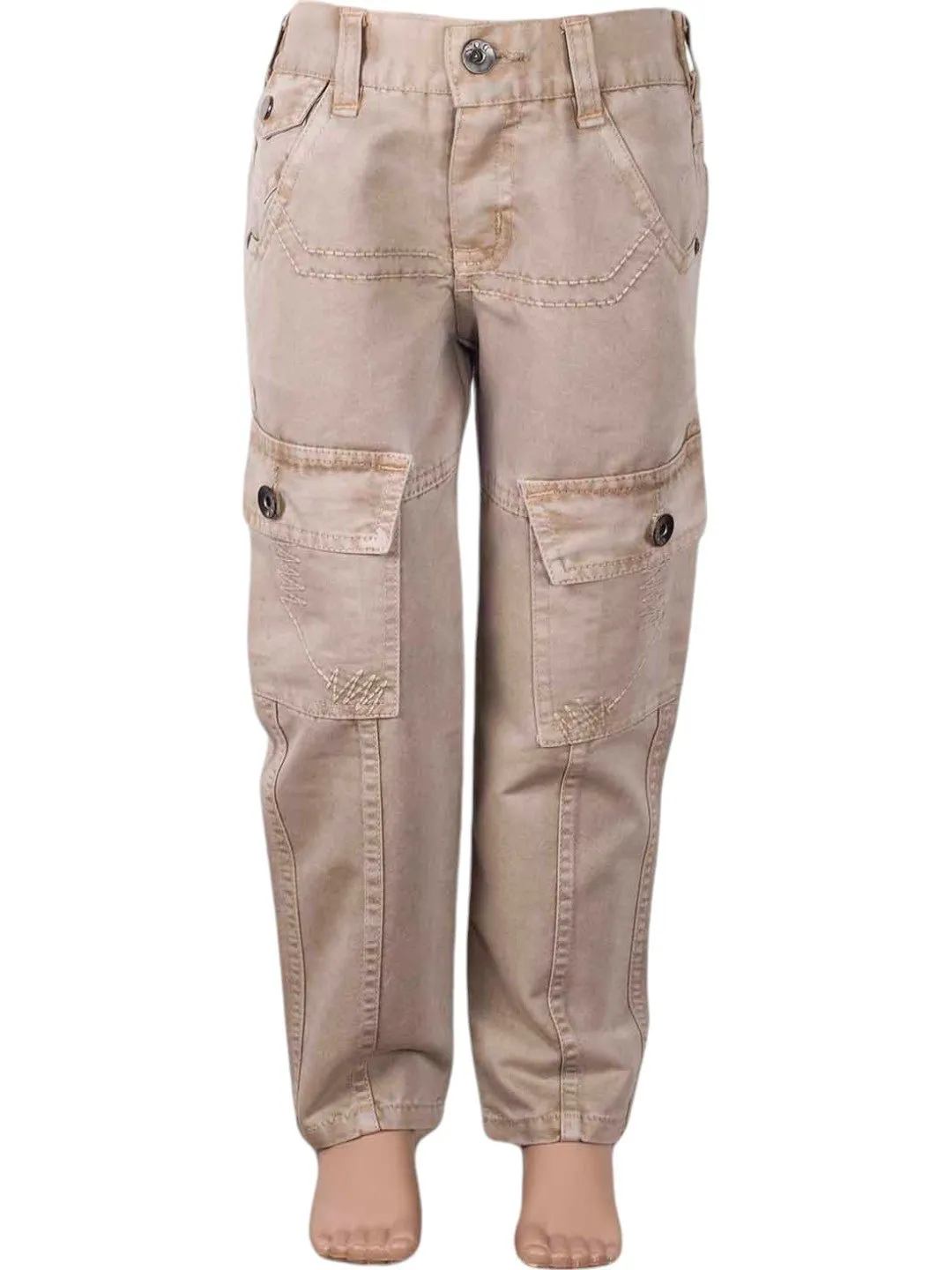 Boys' Beige Cargo Pants with Double Side Pockets