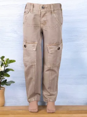 Boys' Beige Cargo Pants with Double Side Pockets