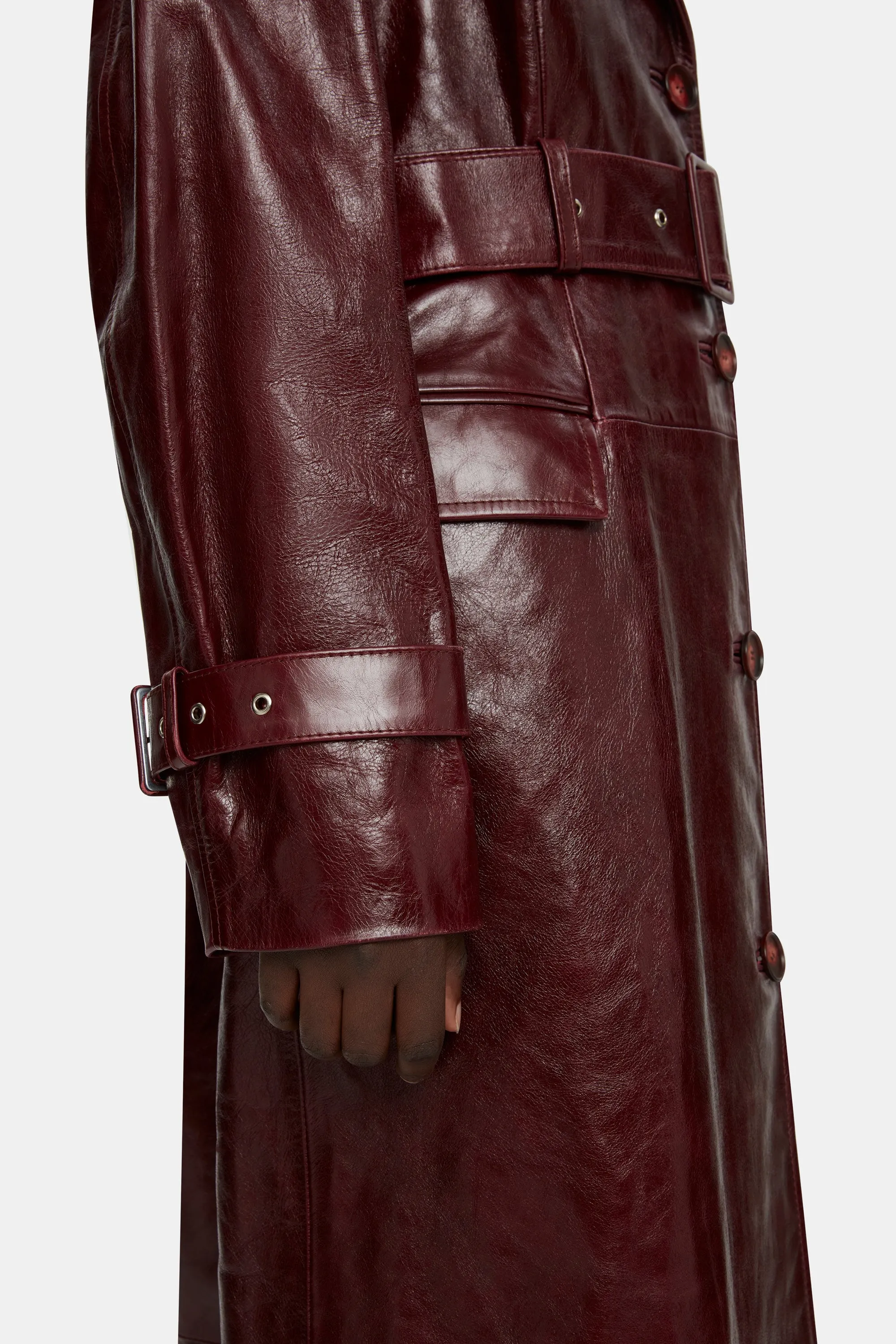 Brady Trench Coat in Oxblood Leather