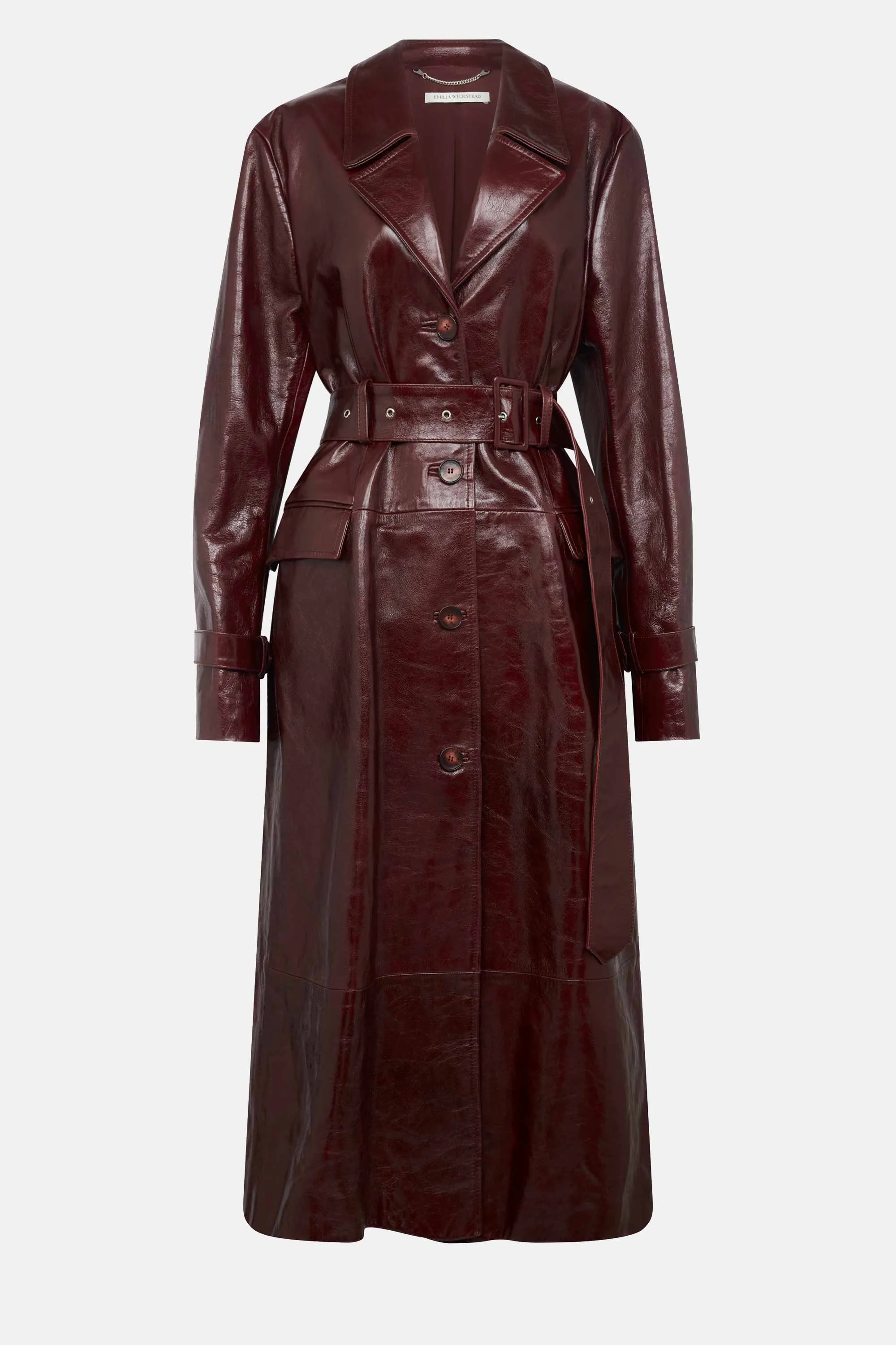 Brady Trench Coat in Oxblood Leather