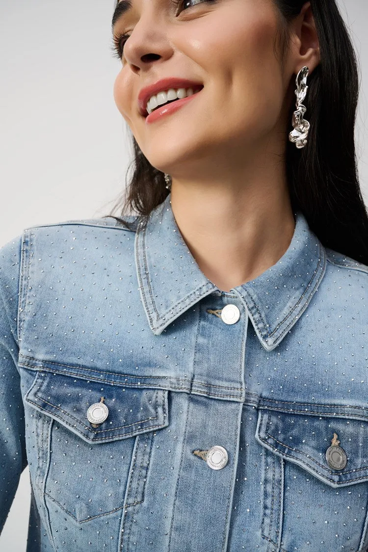 Casual Collared Denim With Sparkles