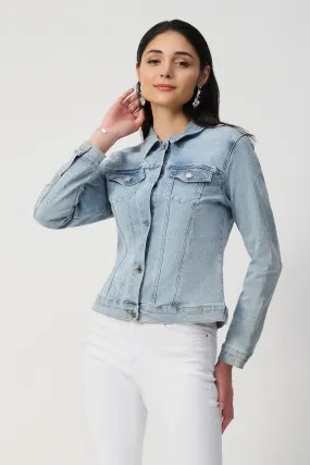 Casual Collared Denim With Sparkles