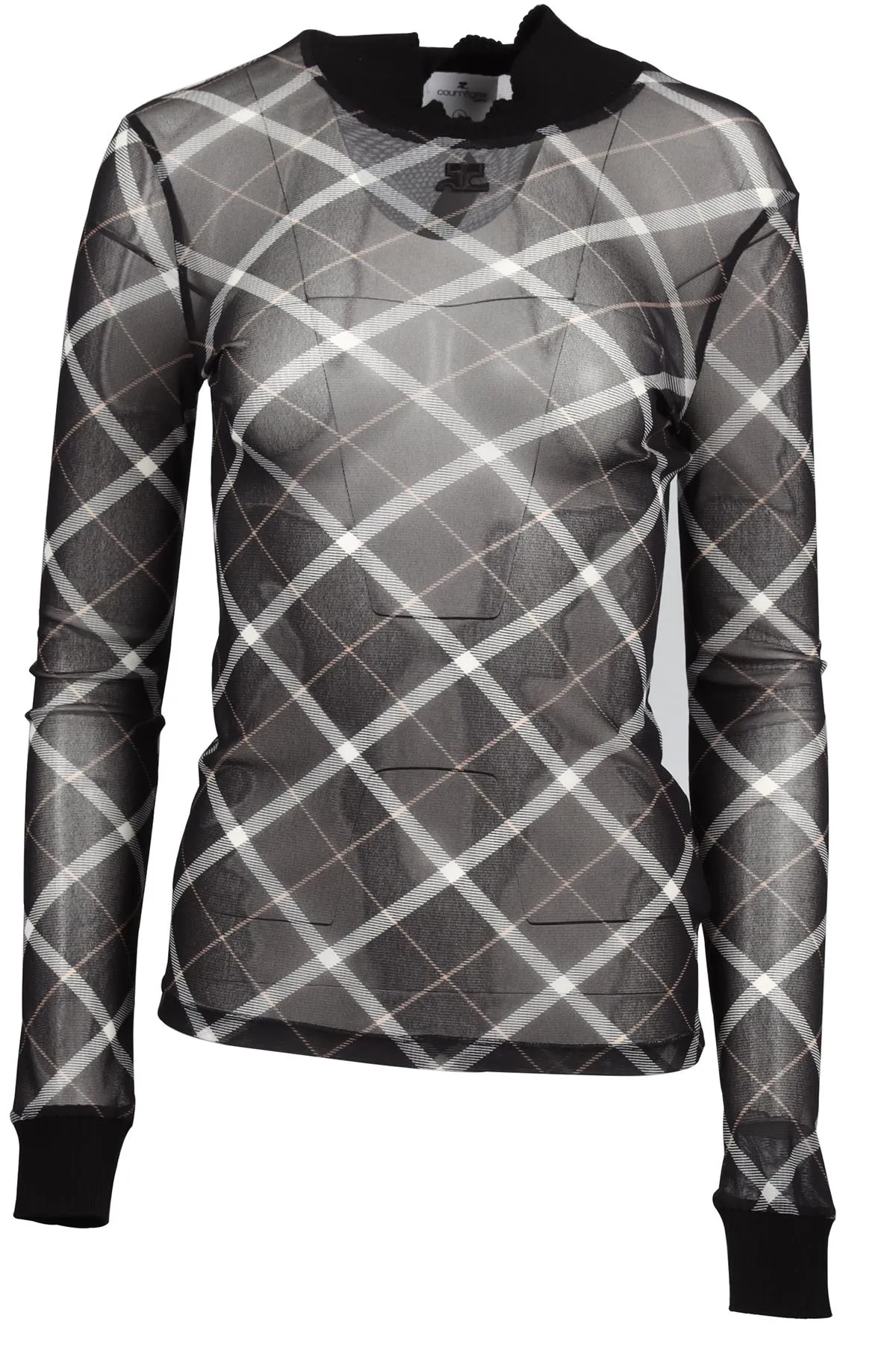 COURRÈGES BLACK MESH TURTLENECK TOP UK 12