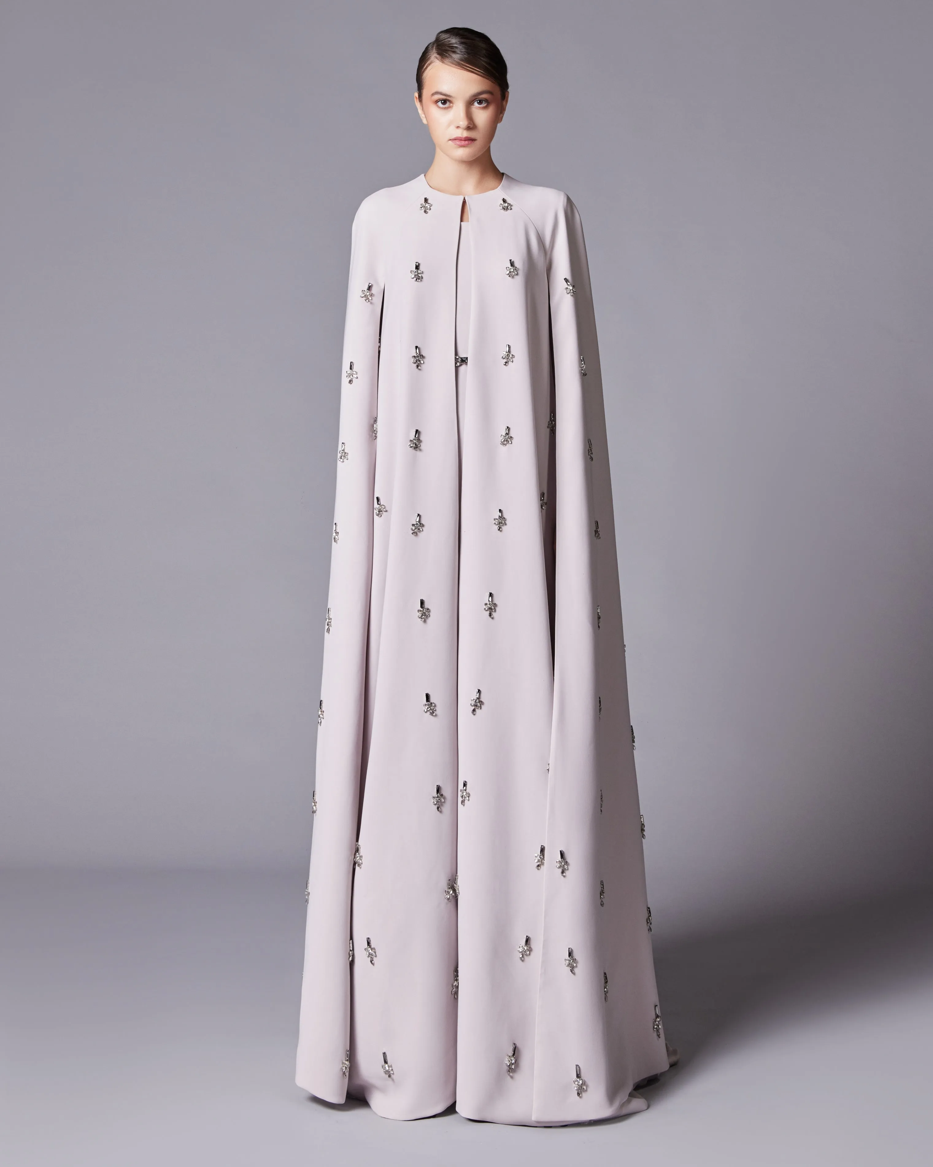 Crystal Studded Full Cape & Dress