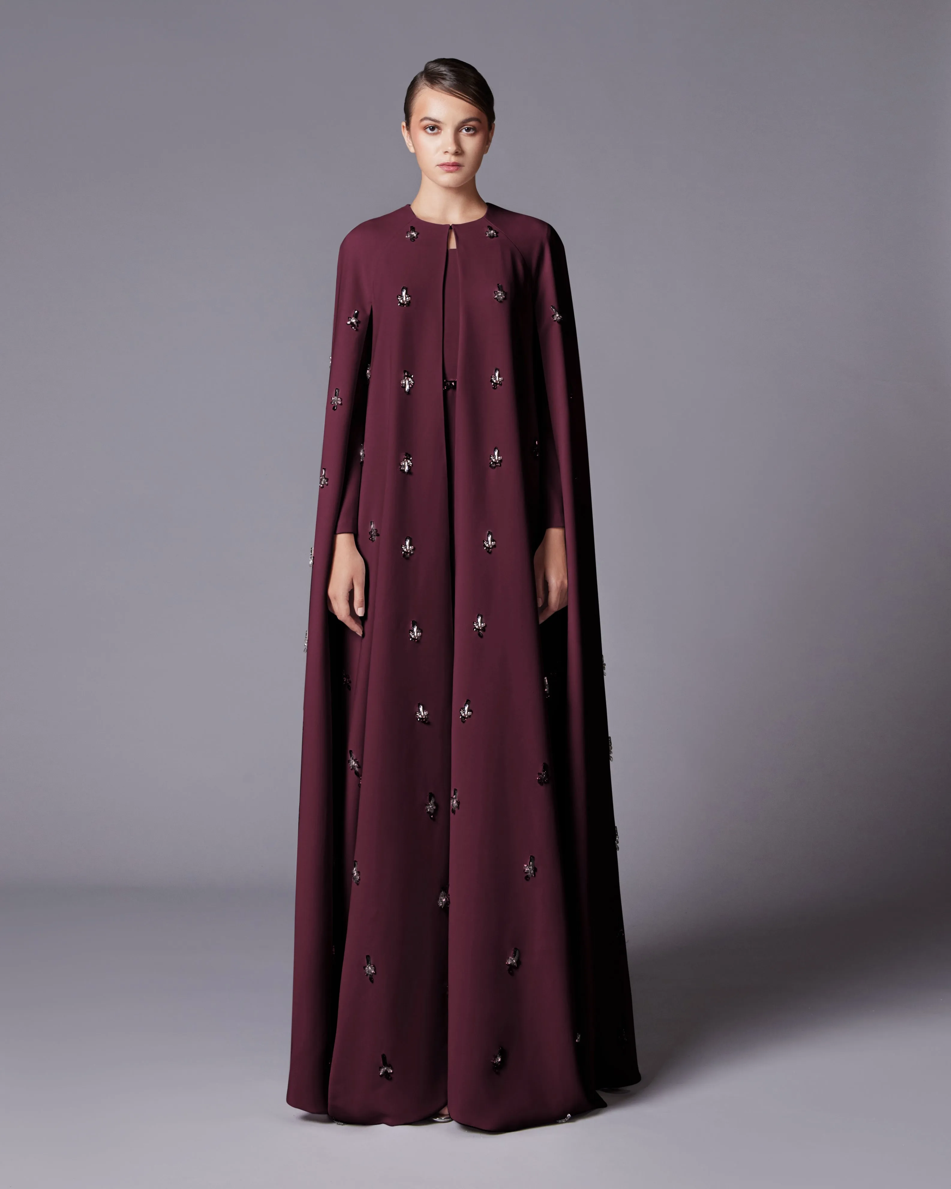 Crystal Studded Full Cape & Dress