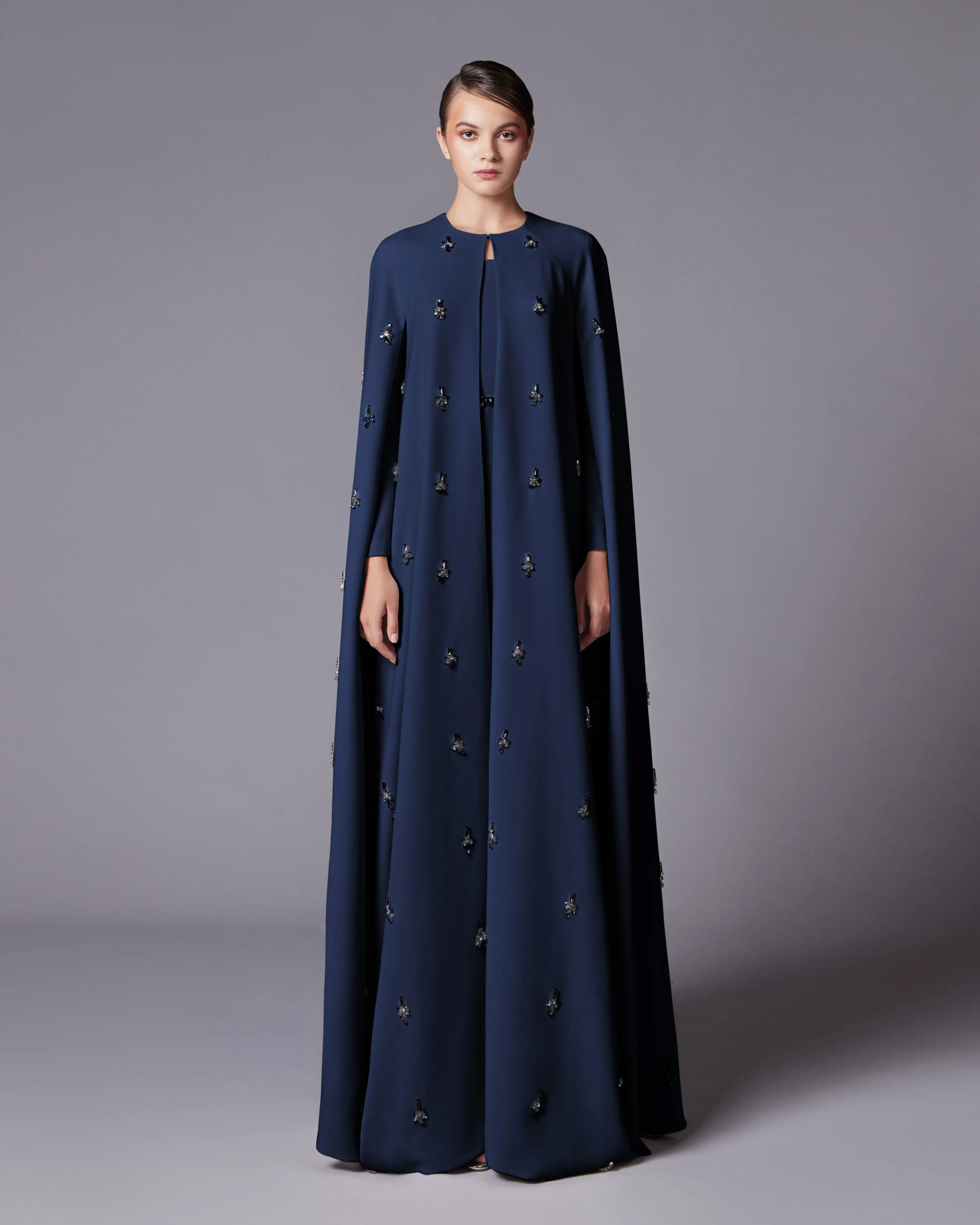 Crystal Studded Full Cape & Dress