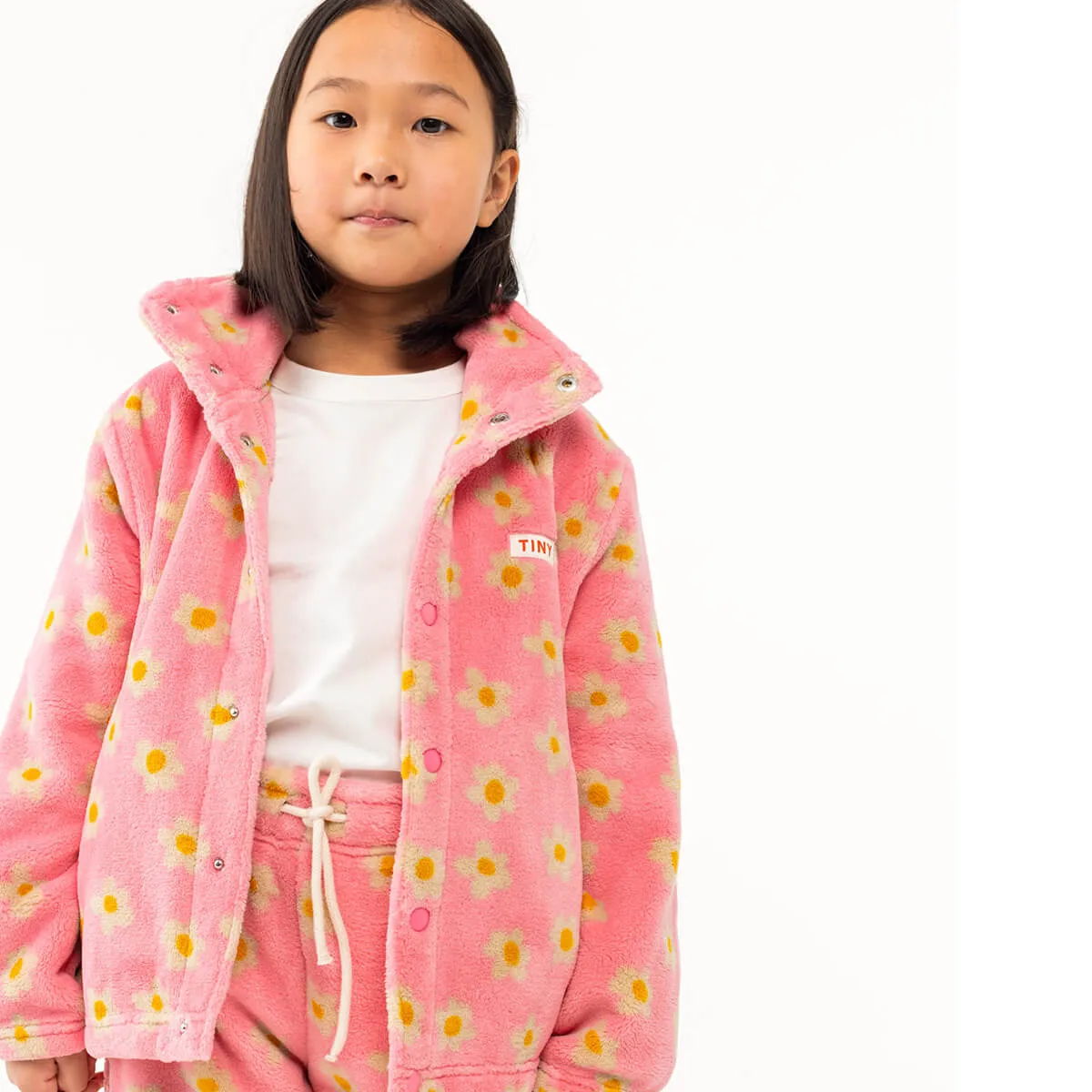 Daisies Polar Jacket in Pink by Tinycottons