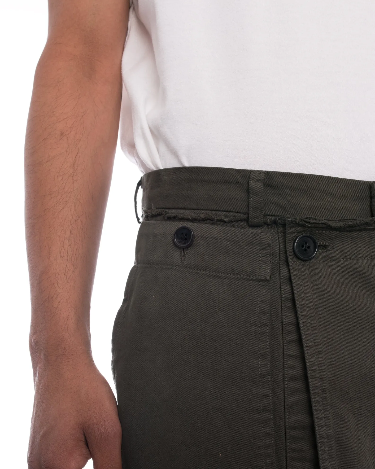 Dries Van Noten Perrish Skirted Cargo Pants in Khaki Green - 30