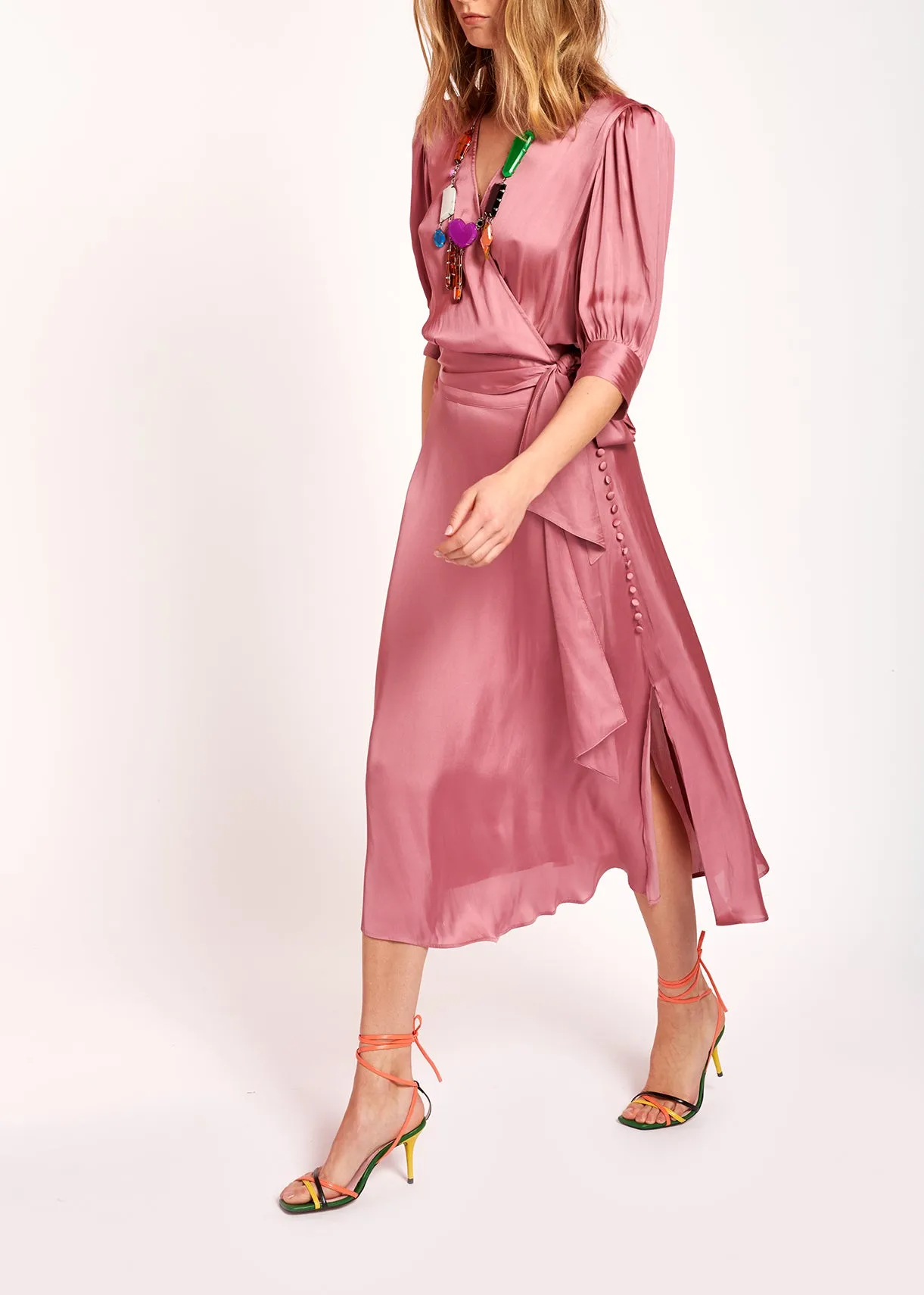 Dusty pink midi skirt