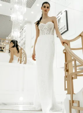 Elegant Tulle Mermaid Wedding Dress - Off Shoulder Wedding Dress with Convertible Cape Plus Size - DEMETER