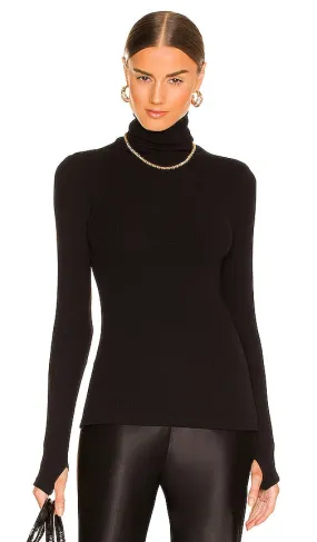 Enza Costa Sweater Knit Long Sleeve Turtleneck in Black