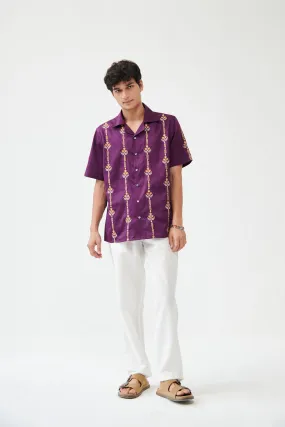 Floral stripes embroidered shirt