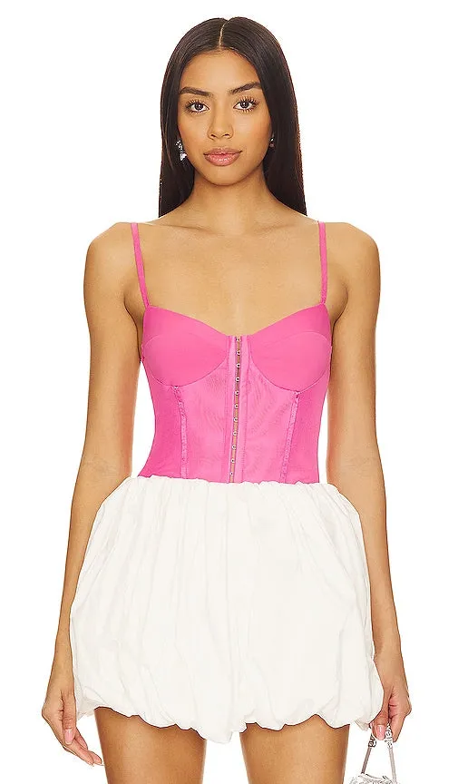 Free People x Intimately FP Night Rhythm Corset Bodysuit In Lucky Pink in Pink