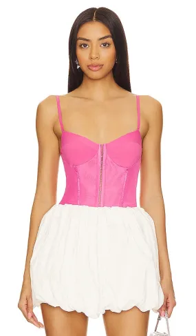 Free People x Intimately FP Night Rhythm Corset Bodysuit In Lucky Pink in Pink