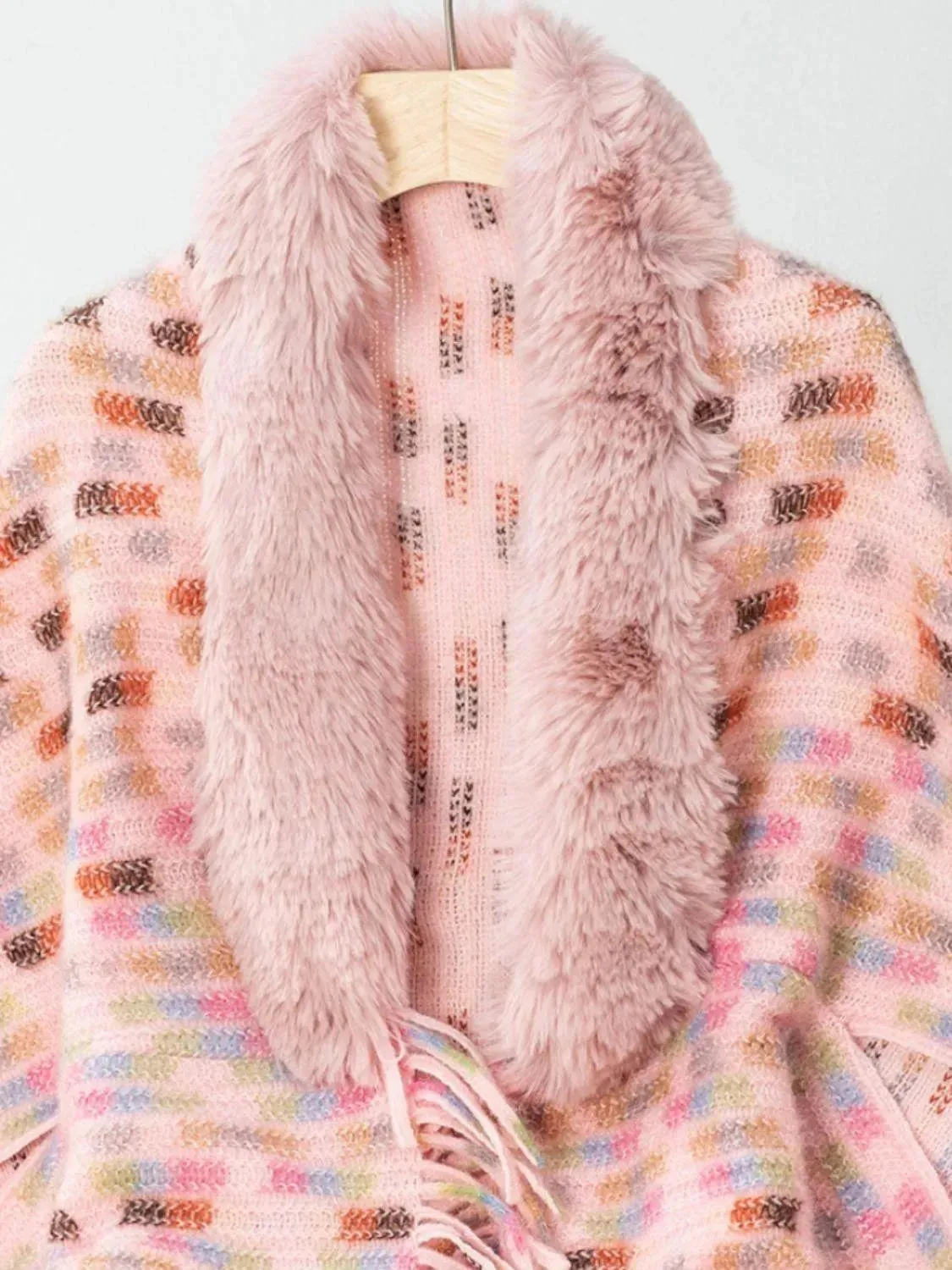 Fringed Fuzzy Open Front Cape