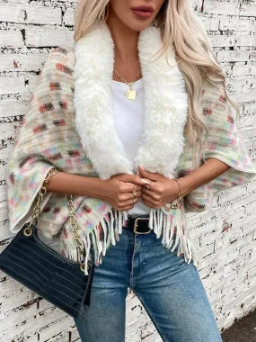 Fringed Fuzzy Open Front Cape