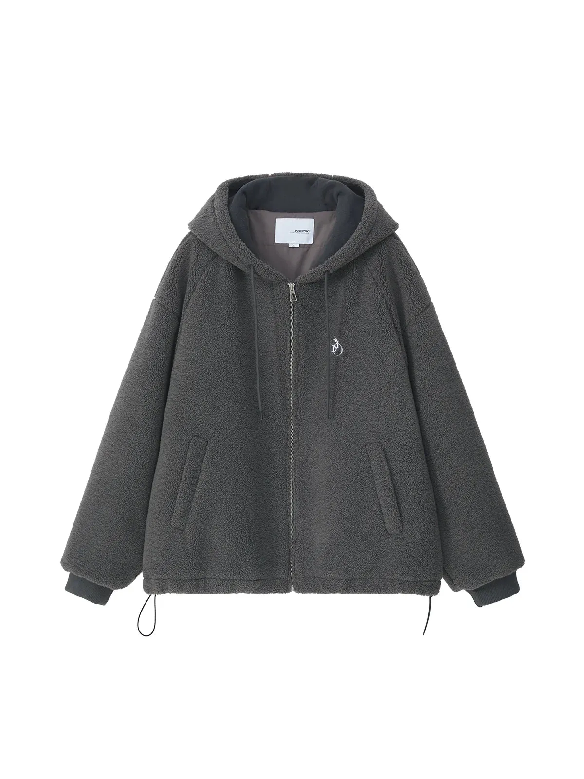 Gray Hooded Fleece Jacket