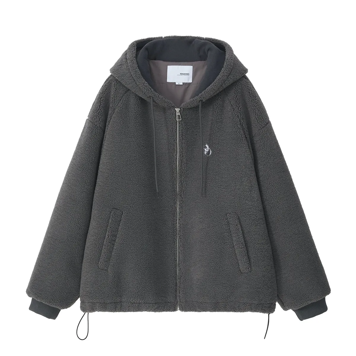 Gray Hooded Fleece Jacket