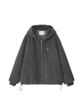 Gray Hooded Fleece Jacket